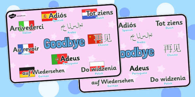 mixed language goodbye display signs goodbye sign adios adeus auf