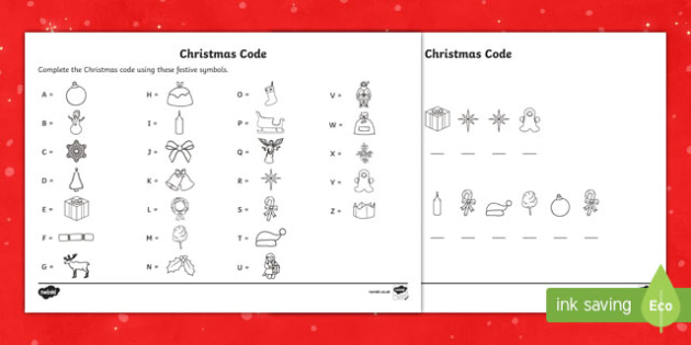 Cryptic Christmas code Worksheet / Activity Sheet-Australia