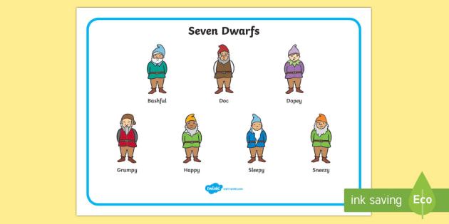Snow White and the Seven Dwarfs Word Mat (Dwarfs) - Snow White