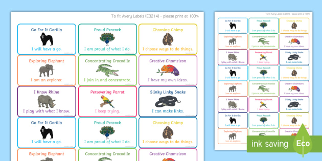 l7160 template avery sticker Characteristics Stickers Themed Animal Learning of Effective