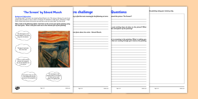 The Scream by Munch Art Appreciation Worksheet / Worksheet