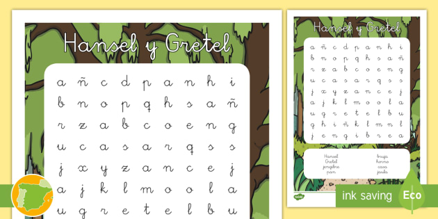 Sopa de letras: Hansel y Gretel (teacher made)