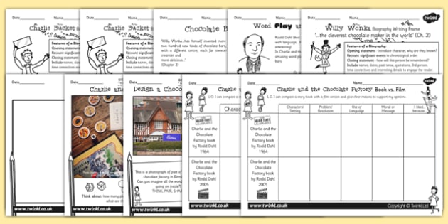 FREE Charlie and the Chocolate Factory Worksheets Pack Twinkl