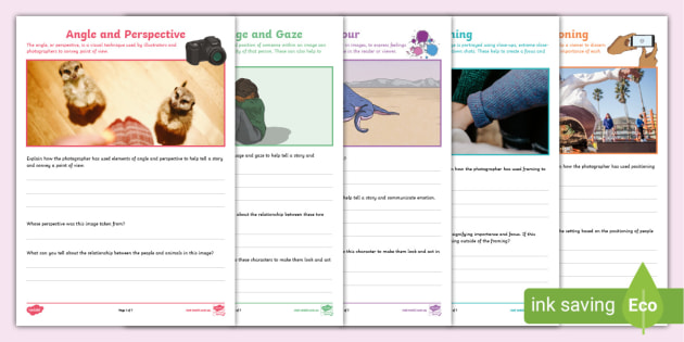 visual texts worksheet analysing texts in primary