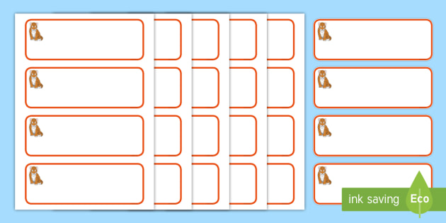 Tiger Cub Themed Editable Drawer-Peg-Name Labels