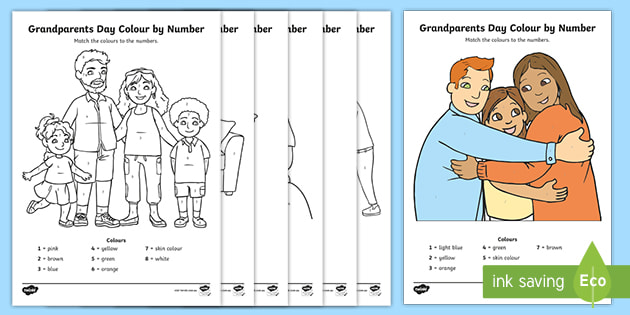 grandparents day colouring sheet  colournumbers  f2