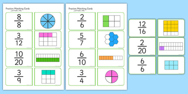 Fractions Matching Cards Arabic Translation (teacher made)