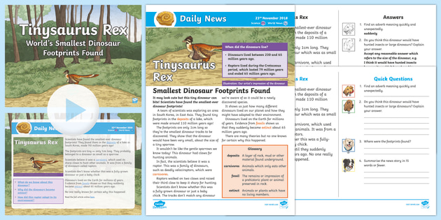 LKS2 Tiny Dinosaur Daily News Resource Pack