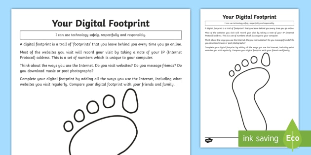 Your Digital Footprint Worksheet Worksheet