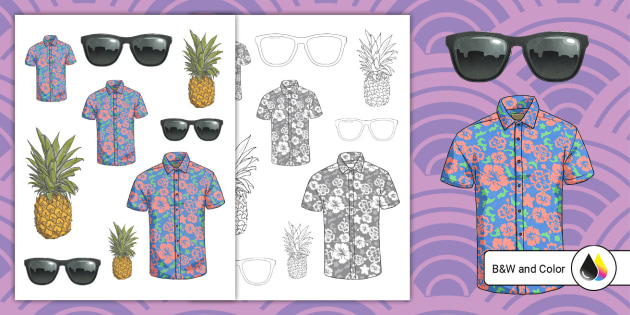 Hawaiian Shirt Bulletin Board Cutouts (Teacher-Made)