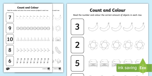 Bộ tranh tô màu số đếm cho bé học tiếng Anh - Twinkl