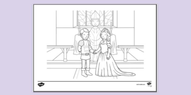 FREE! - Prince and Princess Getting Married Colouring Sheet
