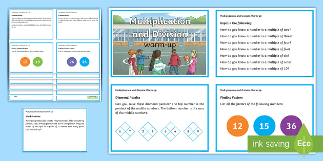 year 5 multiplication and division warm up Challenge Cards