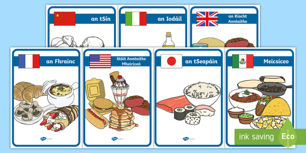 Foods around the World Display Posters Gaeilge - bia, ag ithe