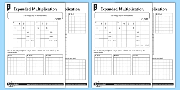 Expanded Multiplication Method Worksheet