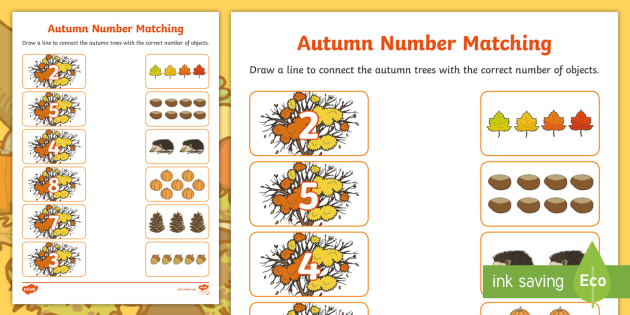 Autumn Themed Number Matching Activity T N 5733 Autumn Themed Matching Activity Sheet Ver 1