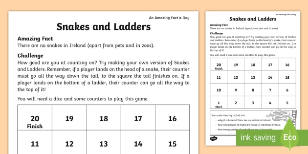 Printable Snakes And Ladders Board 