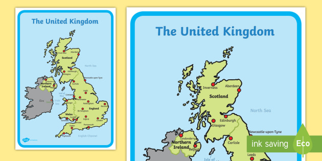 Simple Map Of England For Kids United Kingdom Map   UK Geography   Classroom Resource