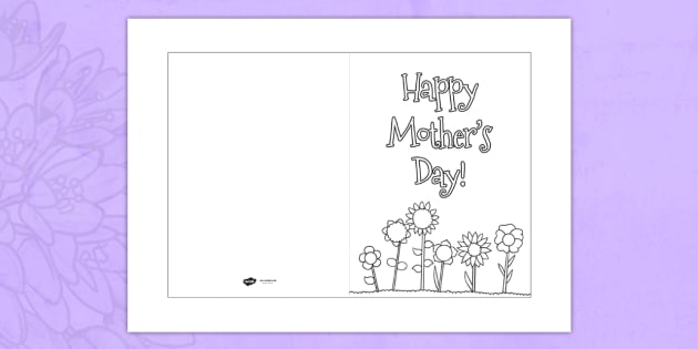 Mother's Day Card Templates Colouring Arabic Translation