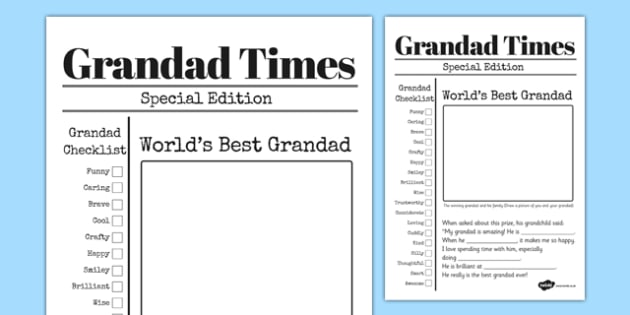 grandfather newspaper card template grandfather newspaper newspaper card template