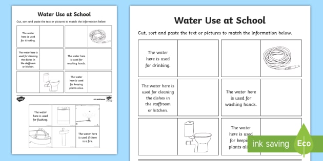 water use at school worksheet