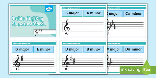 Ks2 Treble Clef Key Signatures Recognition Memory Cards