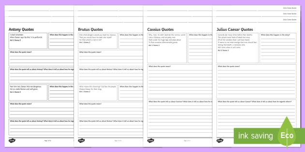 GCSE Julius Caesar Character Quotes Resource Pack