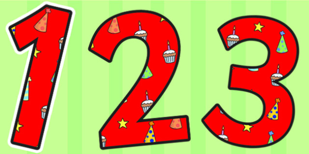 FREE! - Birthday Themed Display Numbers 4 (teacher made)