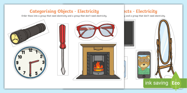 Electrical Items Sorting Card Activity teacher made