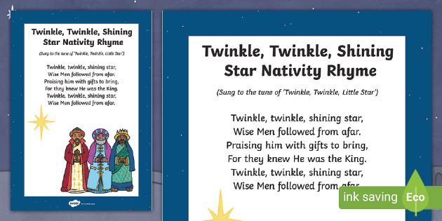 Twinkle Twinkle Shining Star Nativity Song Rhyme Twinkl