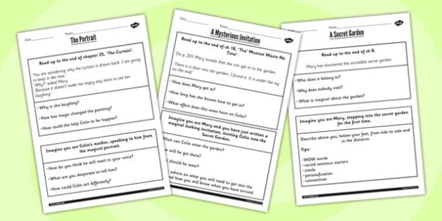 The Secret Garden Challenge Activity Worksheets - challenge