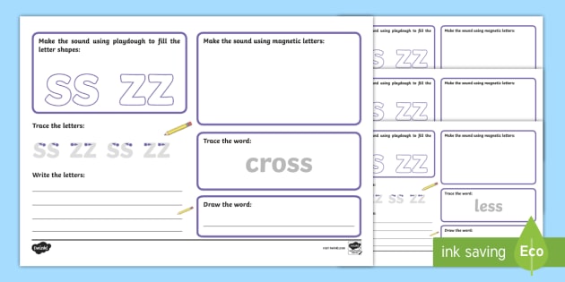 Ss And Zz Sound Make Read And Write Activity Mat Jolly Phonics