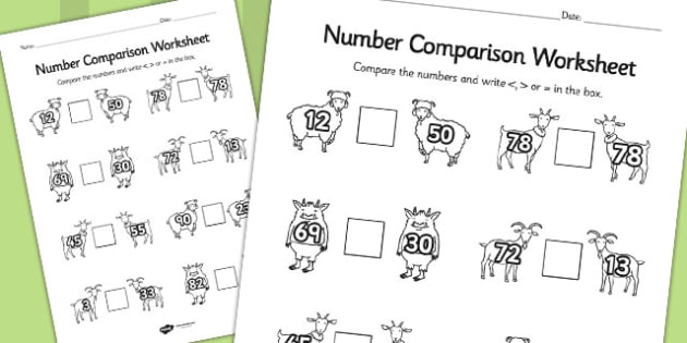 The Three Billy Goats Gruff Number Comparison Worksheets Goats