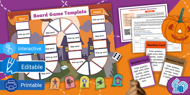 Halloween Printable Board Game Template - Twinkl Board Games