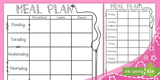 Craft-Themed Meal Plan Bullet Journal Page (teacher made)