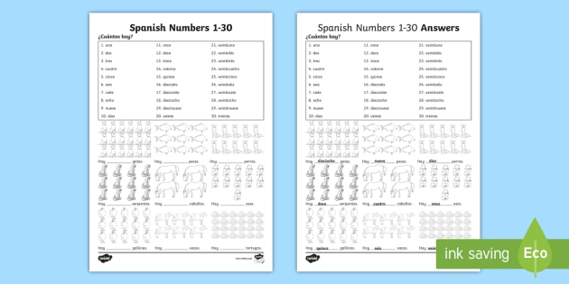 4 in spanish 6 in spanish spanish numbers worksheet