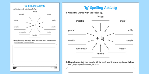  ly Adverbs Spelling Activity Grammar Resources