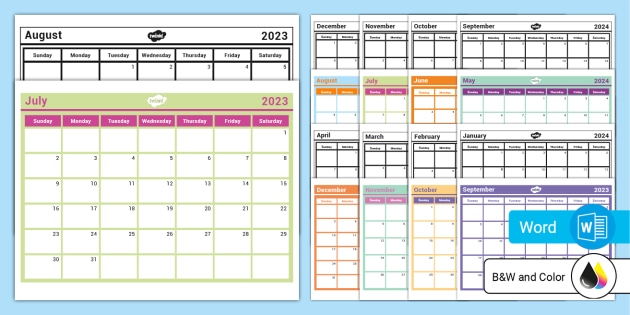 2023-2024 Month at a Glance Calendar (Teacher-Made) - Twinkl