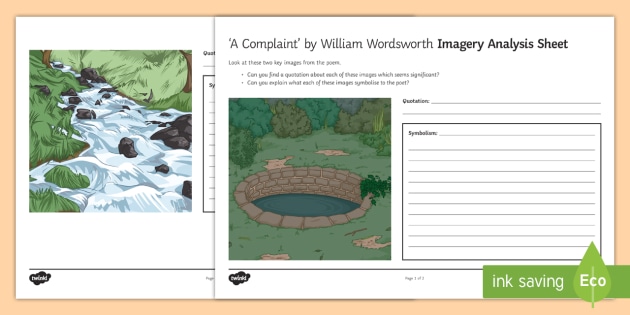 Gcse Imagery Analysis Worksheet Worksheet To Support Teaching On A Poetry of william wordsworth type: gcse imagery analysis worksheet