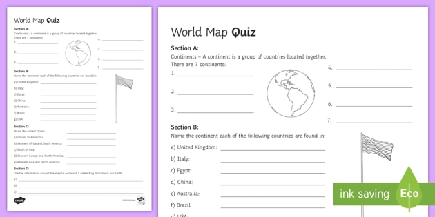 World Map Quiz Geography Ks3 Maps Quiz Activity Game