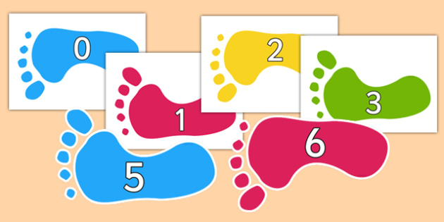 Numbers 0-30 on Footprints - Footprint, Foundation Numeracy