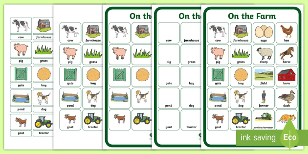 On the Farm Vocabulary Matching Activity - Under the Sea Vocabulary ...