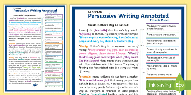 * NEW * Y5 NAPLAN Persuasive Writing Annotated Example Poster