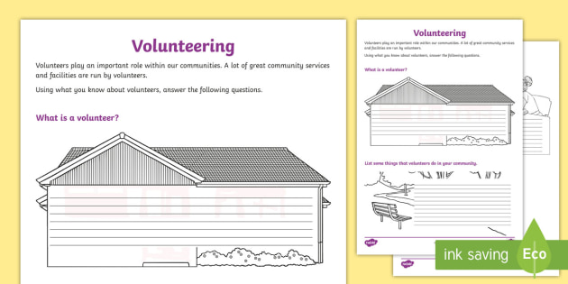 volunteering worksheet teacher made