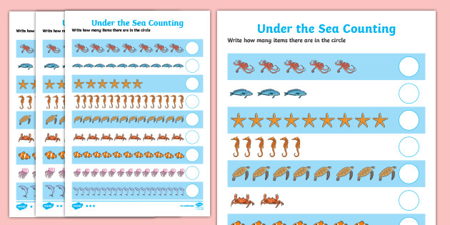 underwater counting worksheet numbers to 20 twinkl