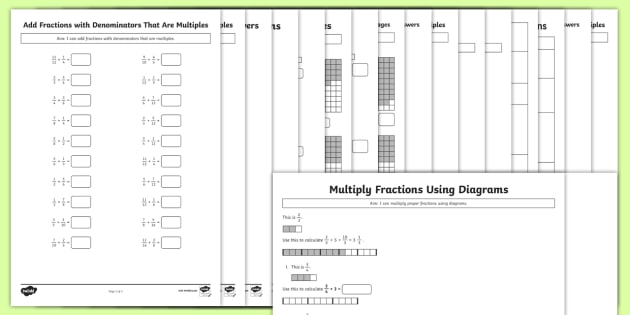 learning from home year 5 fractions worksheets pack