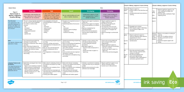 creative writing assessment year 4