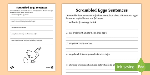 Scrambled Egg Sentence Unscramble Jumbled Up Sentences