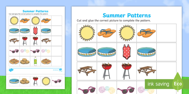 summer patterns worksheet worksheet teacher made