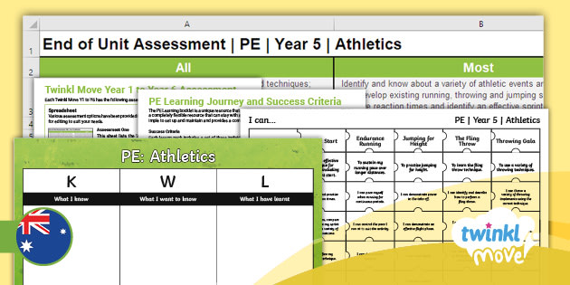 Move PE Year 5 Athletics Assessment Pack (teacher made)